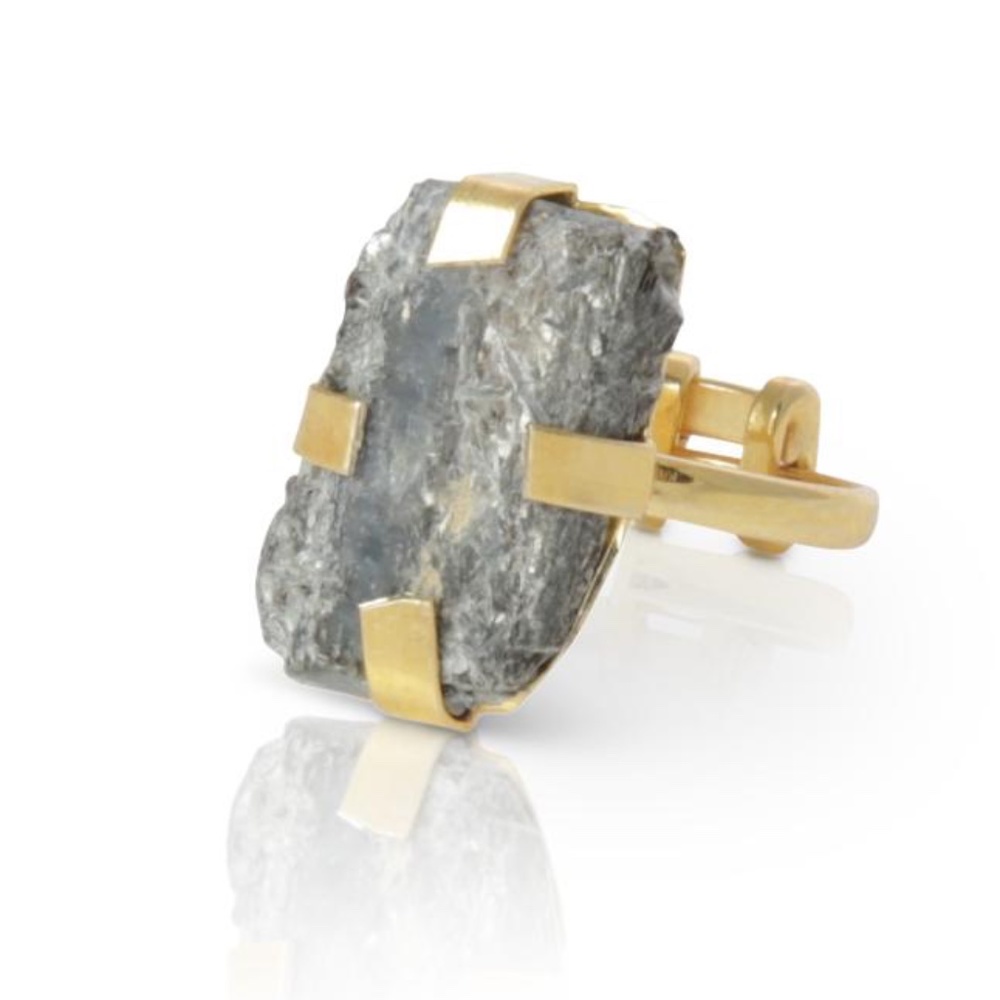Kyanite and brass ring , adjustable